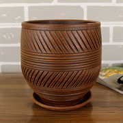 Горшок СТРАЙП 3,5л овал шоколад 18см - фото 61931