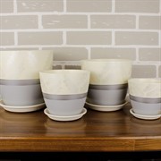 Набор горшков РОСПИСЬ бутон дижон желтый 4шт - фото 61975