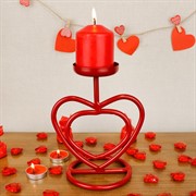 Подсвечник под одну свечу сердце металл 607-21-R - фото 62129