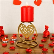 Подсвечник Сердце настольный на одну свечу золотой 607-065G - фото 62133
