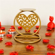 Подсвечник Сердце настольный на одну свечу золотой 607-065G - фото 62134