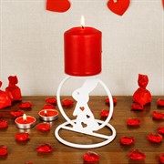 Подсвечник на одну свечу Заяц металлический белый 607-064W - фото 62136