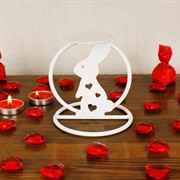 Подсвечник на одну свечу Заяц металлический белый 607-064W - фото 62138