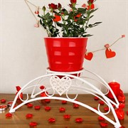 Подставка на подоконник на 1 цветок Сердце бело-золотая металл 140-981WG - фото 62147