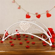 Подставка на подоконник на 1 цветок Сердце бело-золотая металл 140-981WG - фото 62149