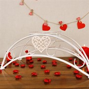 Подставка на подоконник на 1 цветок Сердце бело-золотая металл 140-981WG - фото 62150