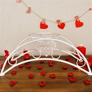 Подставка на подоконник на 1 цветок Сердце бело-золотая металл 140-981WG - фото 62151