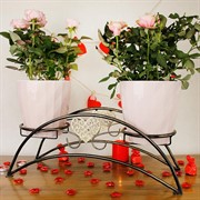 Подставка под 2 кашпо на подоконник чёрно-золотая металл 140-982BG - фото 62153