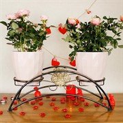 Подставка под 2 кашпо на подоконник чёрно-золотая металл 140-982BG - фото 62154