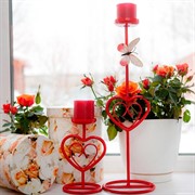 Подсвечник настольный кованый под одну свечу красный 607-14-R - фото 62192