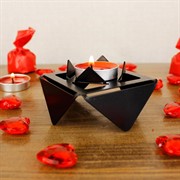 Подсвечник для одной свечи низкий чёрный металл 730-002B - фото 62210