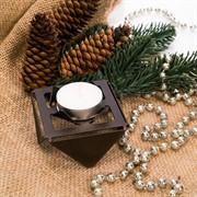 Подсвечник коричневый низкий на 1 свечу 730-002Br - фото 62220