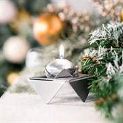 Подсвечник для одной свечи серебро металл 730-002S - фото 62233