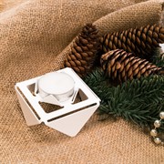 Подсвечник для одной свечи низкий металл белый 730-002W - фото 62242