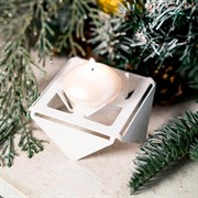 Подсвечник для одной свечи низкий металл белый 730-002W - фото 62244