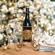 Подставка для бутылки и 4 бокалов Сердце золотая металл 210-003G - фото 62251