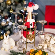 Подставка для бутылки и 4 бокалов Сердце золотая металл 210-003G - фото 62252