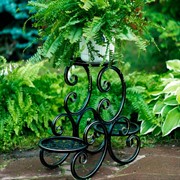 Подставка напольная для цветов на 3 горшка чёрно-золотая 401-018BG - фото 62255