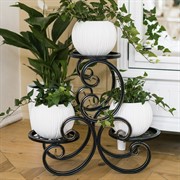 Подставка напольная для цветов на 3 горшка чёрно-золотая 401-018BG - фото 62256