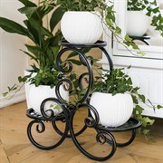 Подставка напольная для цветов на 3 горшка чёрно-золотая 401-018BG - фото 62257
