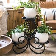 Подставка напольная для цветов на 3 горшка чёрно-золотая 401-018BG - фото 62258