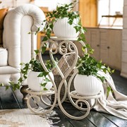 Подставка под цветы напольная на 3 горшка металл белая 401-019I - фото 62262