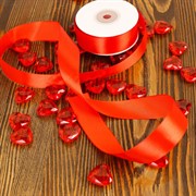 Лента атлас 25мм х 25 ярд К красный мак - фото 62341