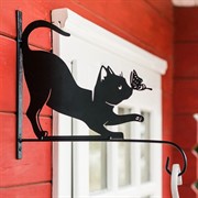 Кронштейн для цветов Котёнок настенный длина 29см кованый 201-002B - фото 62632