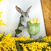 Фигура садовая Заяц с капустой серый кашпо U09093-Gray - фото 62638