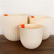 Пластиковые горшки для цветов, комплект из трех горшков 1,4л, 2,9л и 4л Альфа ванильный - фото 62733