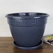Горшок Антик 10л антрацит с поддоном - фото 62820