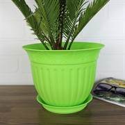 Горшок Виноград 2,25л зелёный с поддоном - фото 62822