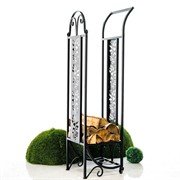 Дровница кованая чёрная с узором на колёсиках 103-202B - фото 63051