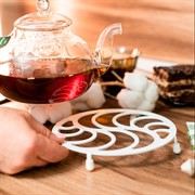 Подставка под горячее Волны белая металл 300-106W - фото 63065