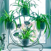 Подставка под цветы на подоконник на 8 горшков белая металл 41-016W - фото 63076