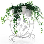 Подставка под цветы на подоконник на 8 горшков белая металл 41-016W - фото 63078