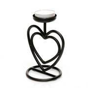 Подсвечник под одну свечу сердце металл черный 607-21-B - фото 63082