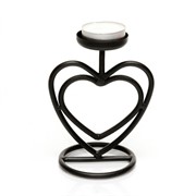 Подсвечник под одну свечу сердце металл черный 607-21-B - фото 63083