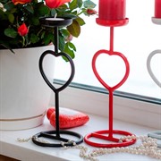 Подсвечник кованый Сердце на одну свечу чёрный 607-11-B - фото 63085