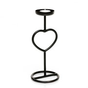 Подсвечник кованый Сердце на одну свечу чёрный 607-11-B - фото 63086