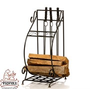 Дровница с аксессуарами для камина кованая 500-49 - фото 6339