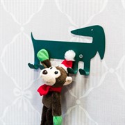 Крючок настенный Такса зелёный для детских вещей металлический 702-020Gr - фото 63415