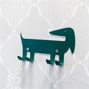 Крючок настенный Такса зелёный для детских вещей металлический 702-020Gr - фото 63416