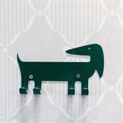 Крючок настенный Такса зелёный для детских вещей металлический 702-020Gr - фото 63417