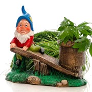 Фигура садовая с кашпо Гном на качелях высота 65см F08844 - фото 63806