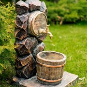 Умывальник садовый Каменный бочонок стеклопластик высота 75см U09045 - фото 63813