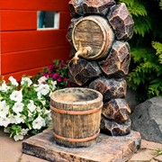 Умывальник садовый Каменный бочонок стеклопластик высота 75см U09045 - фото 63816