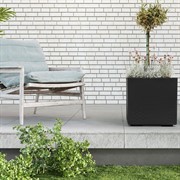 Кашпо Каро Эко ресайклед квадратное на колесиках 40х40 см 36л антрацит - фото 63850