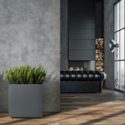 Кашпо Каро Эко ресайклед квадратное на колесиках 40х40 см 36л антрацит - фото 63851