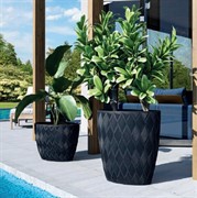 Кашпо Флоу антрацит 29х32 15,5л с вкладышем 5,5л - фото 63916